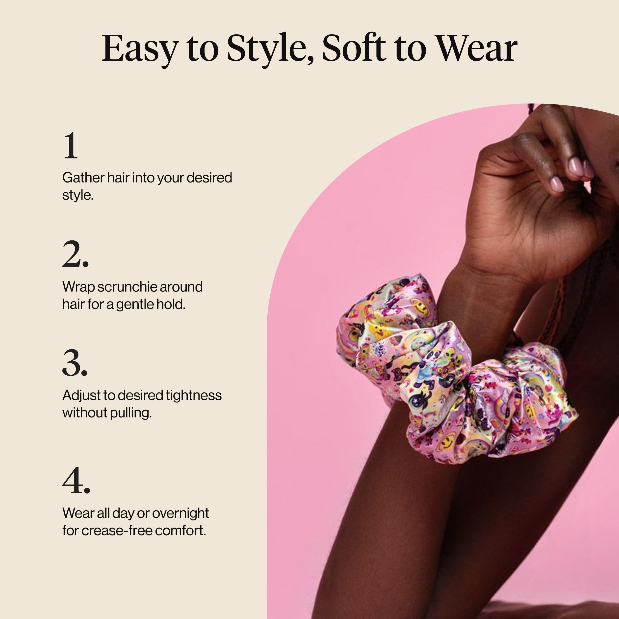 Kitsch Pillow Satin Scrunchies for Women - Hair Ties No Damage, No Crease Hair Accessories | Perfect for Day or Night | Ideal Gifts for Women - Blush, 4pcs