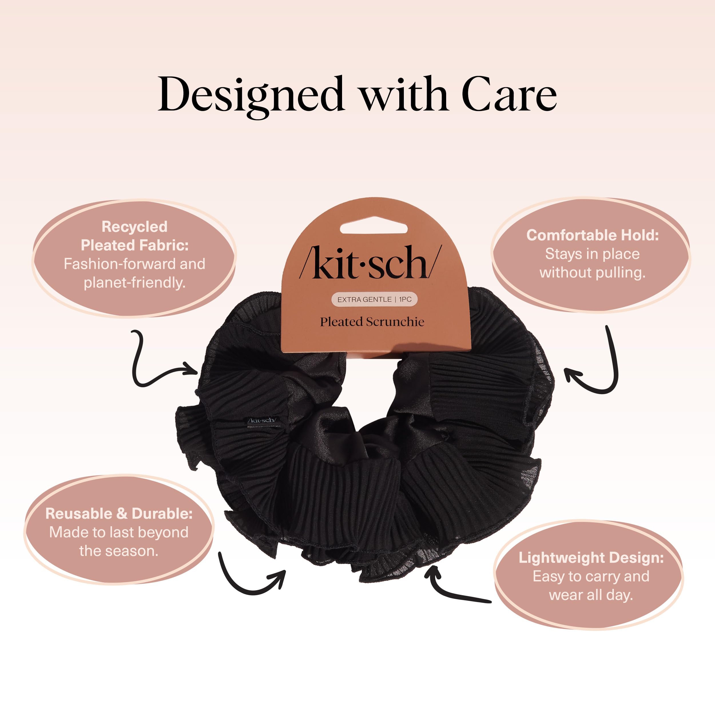 Kitsch Pillow Satin Scrunchies for Women - Hair Ties No Damage, No Crease Hair Accessories | Perfect for Day or Night | Ideal Gifts for Women - Blush, 4pcs