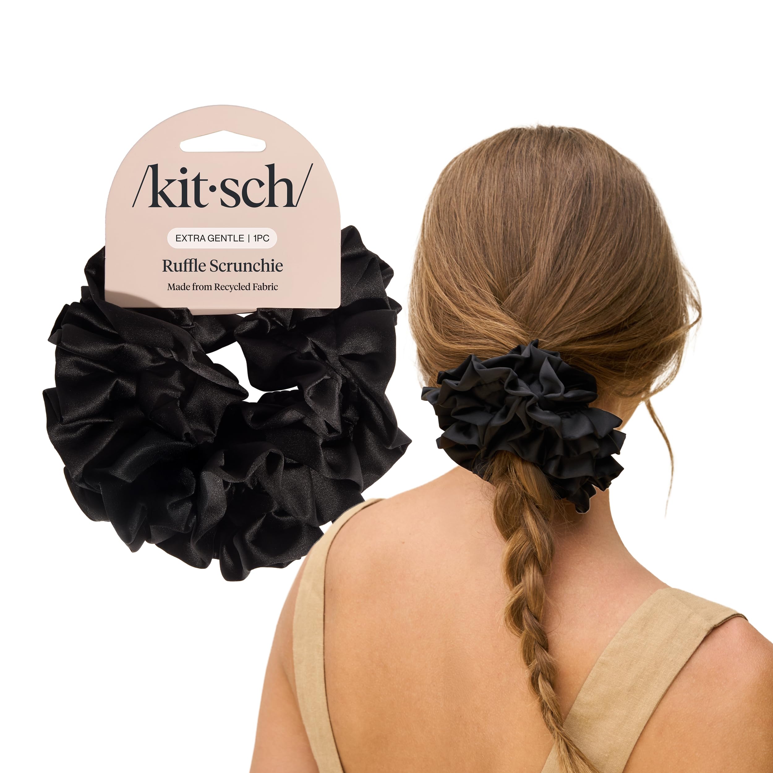 Kitsch Pillow Satin Scrunchies for Women - Hair Ties No Damage, No Crease Hair Accessories | Perfect for Day or Night | Ideal Gifts for Women - Blush, 4pcs