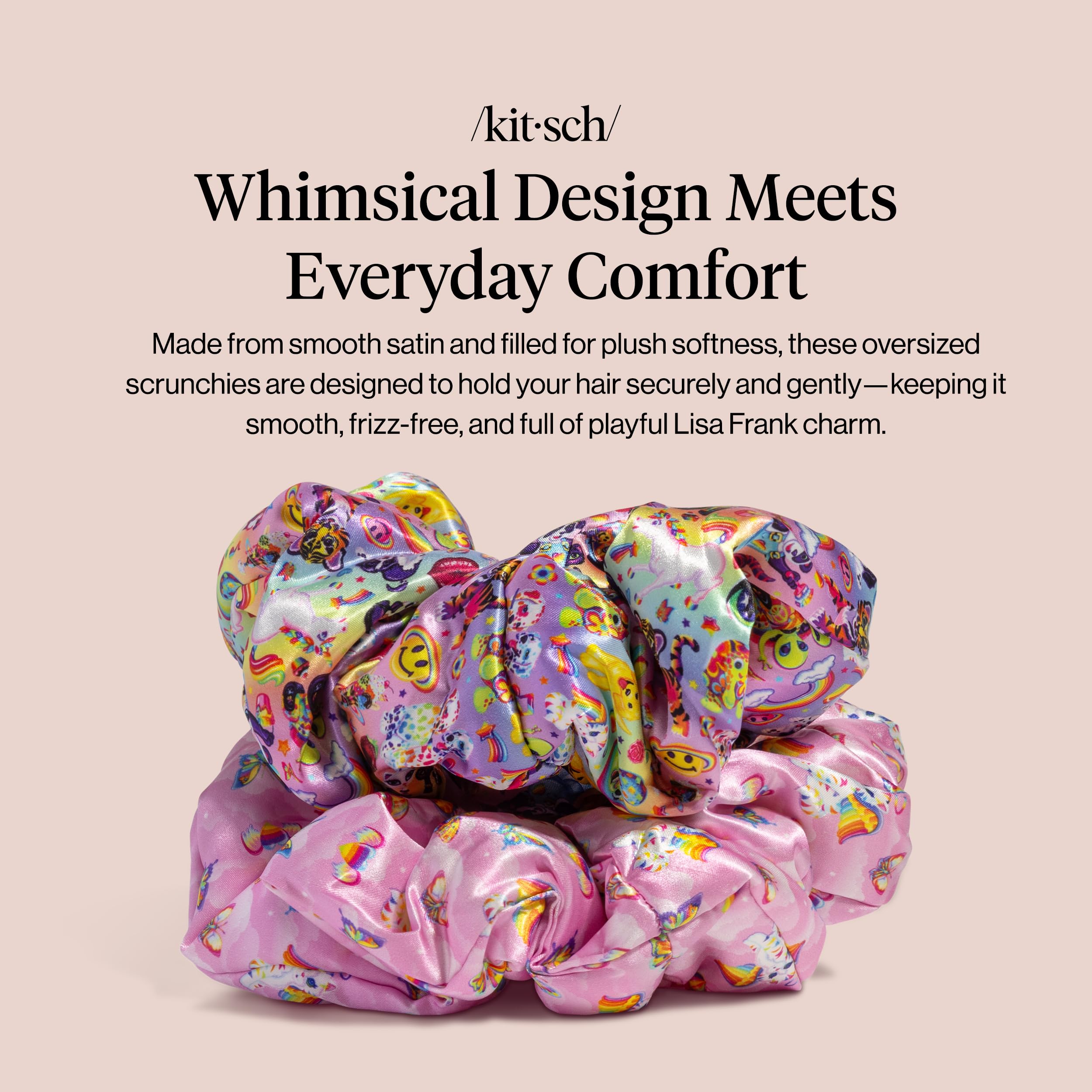 Kitsch Pillow Satin Scrunchies for Women - Hair Ties No Damage, No Crease Hair Accessories | Perfect for Day or Night | Ideal Gifts for Women - Blush, 4pcs