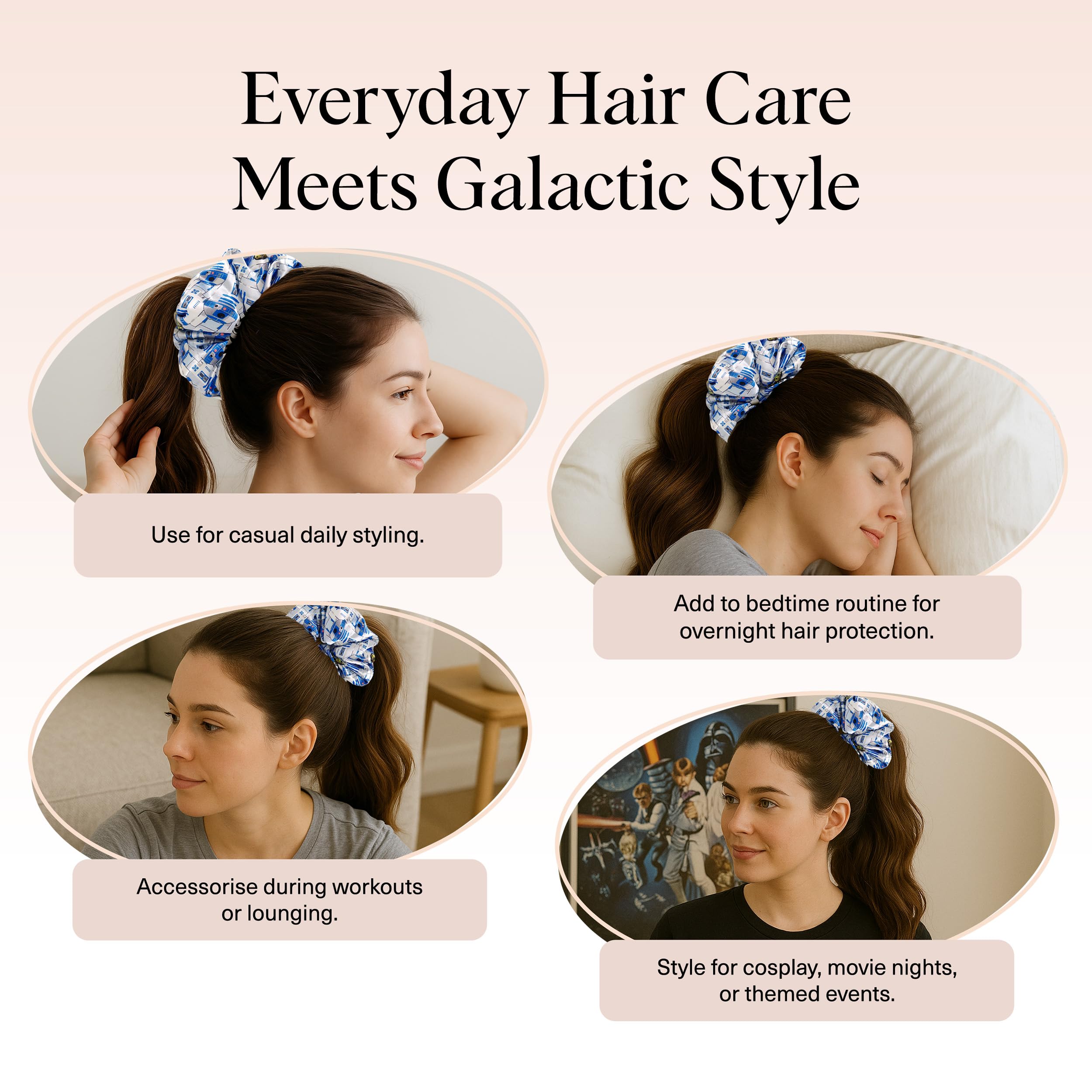 Kitsch Pillow Satin Scrunchies for Women - Hair Ties No Damage, No Crease Hair Accessories | Perfect for Day or Night | Ideal Gifts for Women - Blush, 4pcs