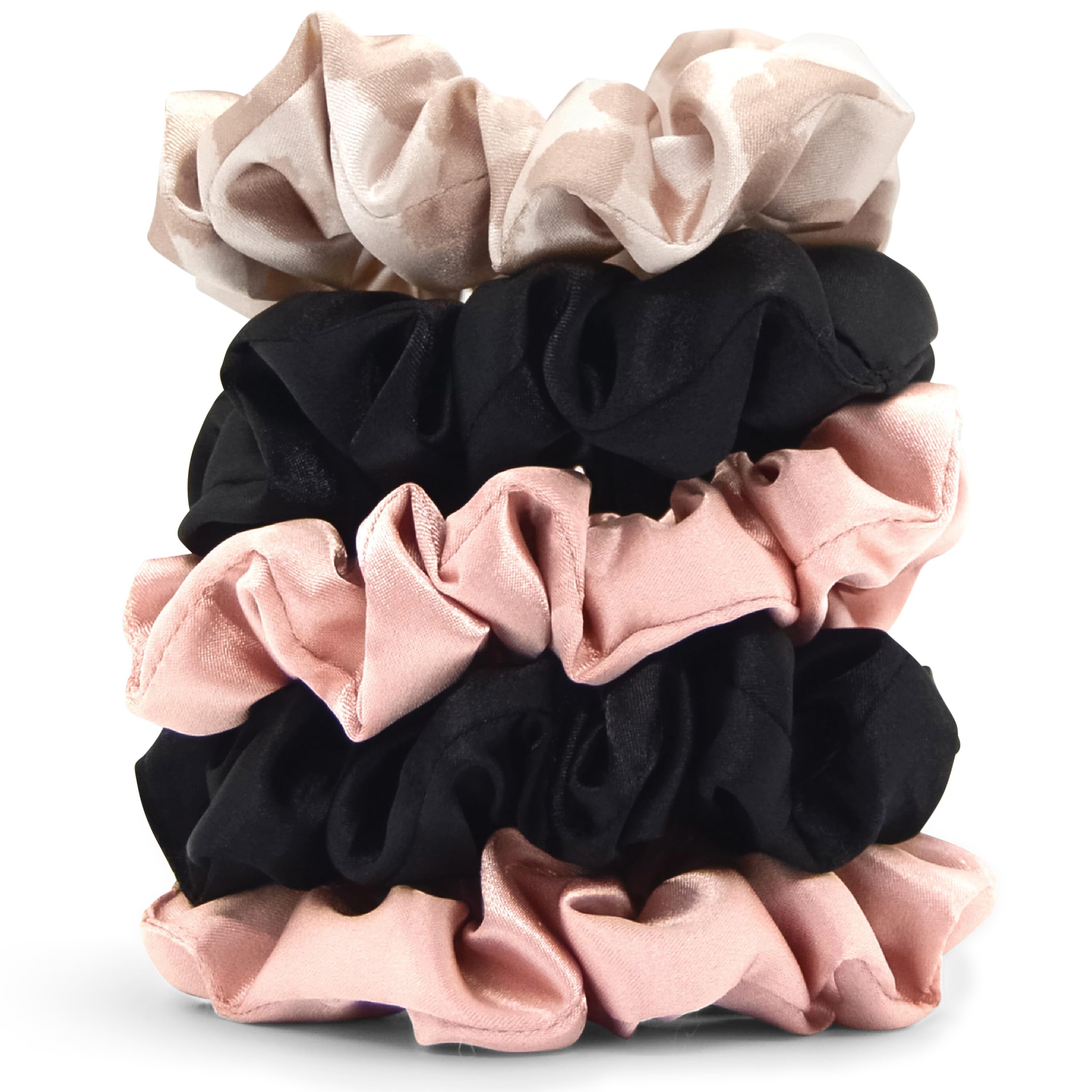 Kitsch Pillow Satin Scrunchies for Women - Hair Ties No Damage, No Crease Hair Accessories | Perfect for Day or Night | Ideal Gifts for Women - Blush, 4pcs