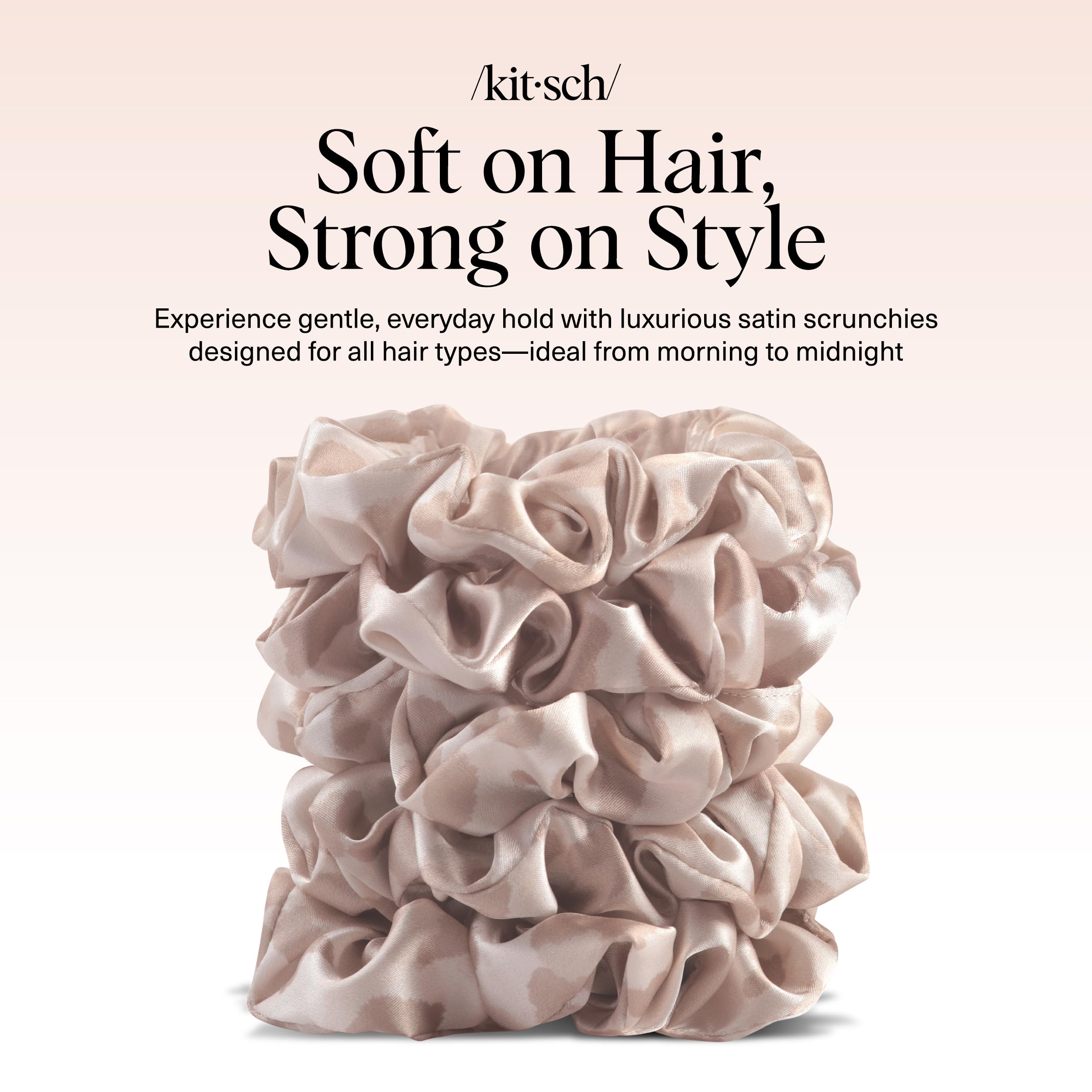 Kitsch Pillow Satin Scrunchies for Women - Hair Ties No Damage, No Crease Hair Accessories | Perfect for Day or Night | Ideal Gifts for Women - Blush, 4pcs