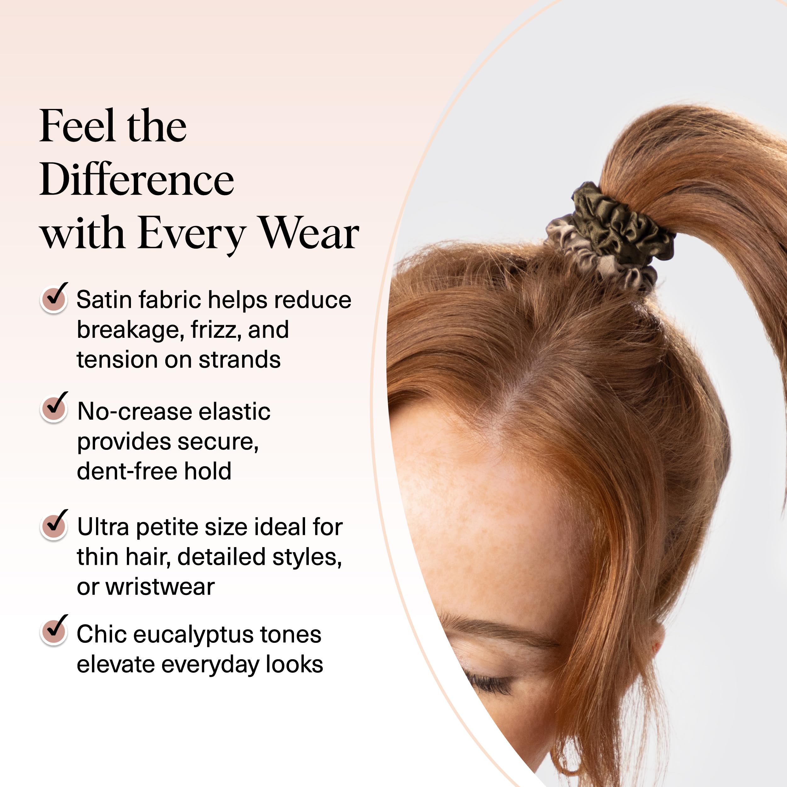 Kitsch Pillow Satin Scrunchies for Women - Hair Ties No Damage, No Crease Hair Accessories | Perfect for Day or Night | Ideal Gifts for Women - Blush, 4pcs