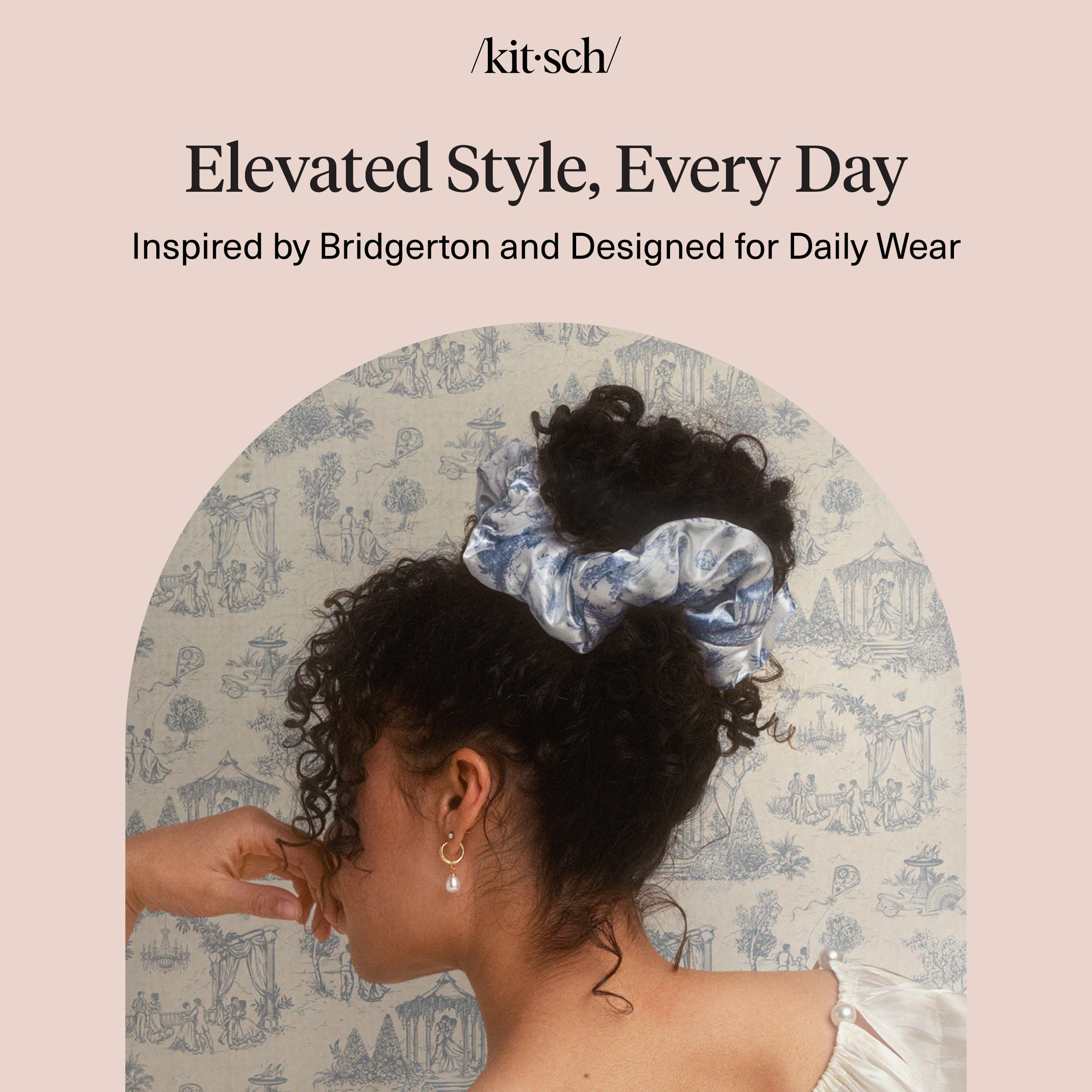 Kitsch Pillow Satin Scrunchies for Women - Hair Ties No Damage, No Crease Hair Accessories | Perfect for Day or Night | Ideal Gifts for Women - Blush, 4pcs