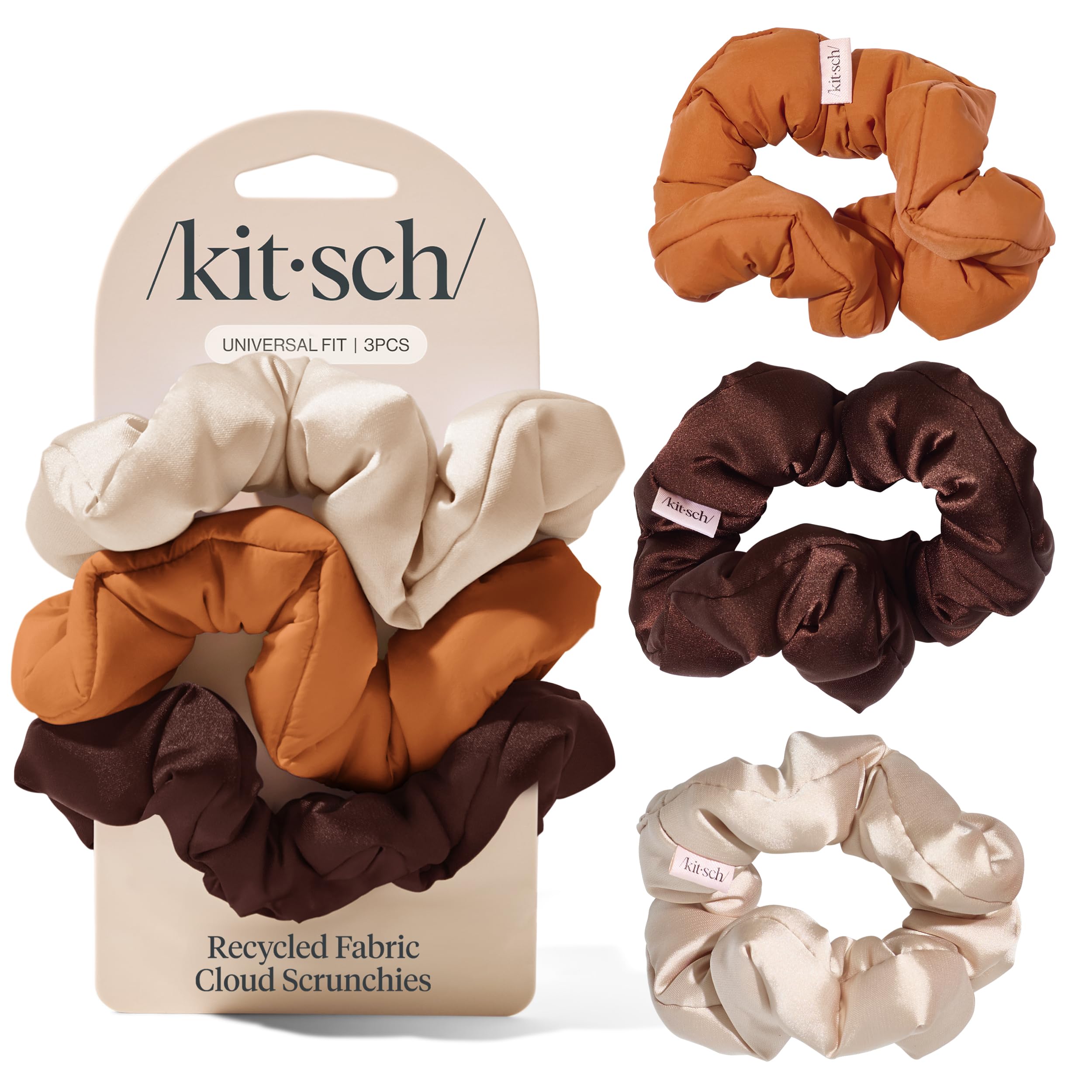 Kitsch Pillow Satin Scrunchies for Women - Hair Ties No Damage, No Crease Hair Accessories | Perfect for Day or Night | Ideal Gifts for Women - Blush, 4pcs