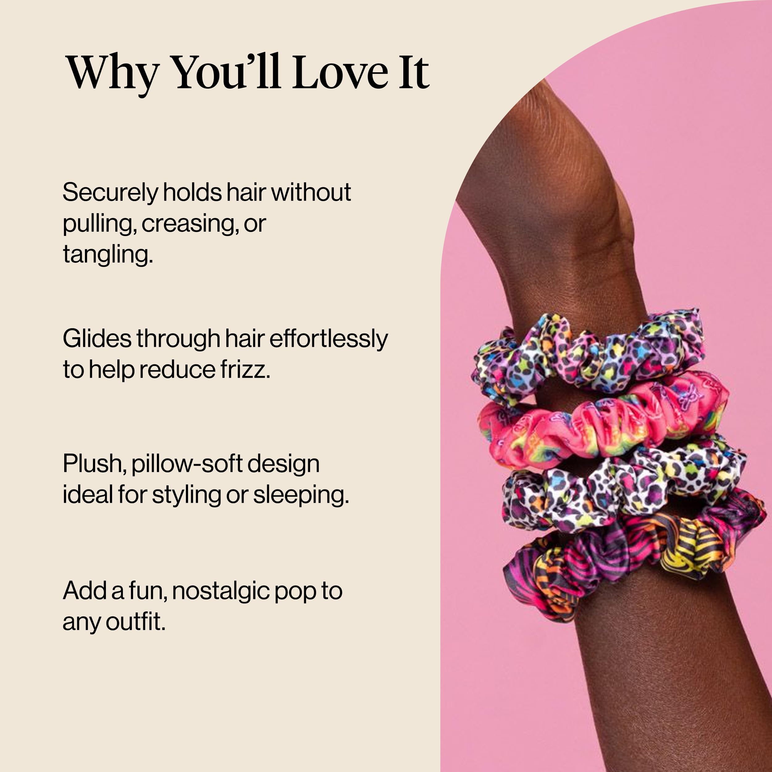 Kitsch Pillow Satin Scrunchies for Women - Hair Ties No Damage, No Crease Hair Accessories | Perfect for Day or Night | Ideal Gifts for Women - Blush, 4pcs