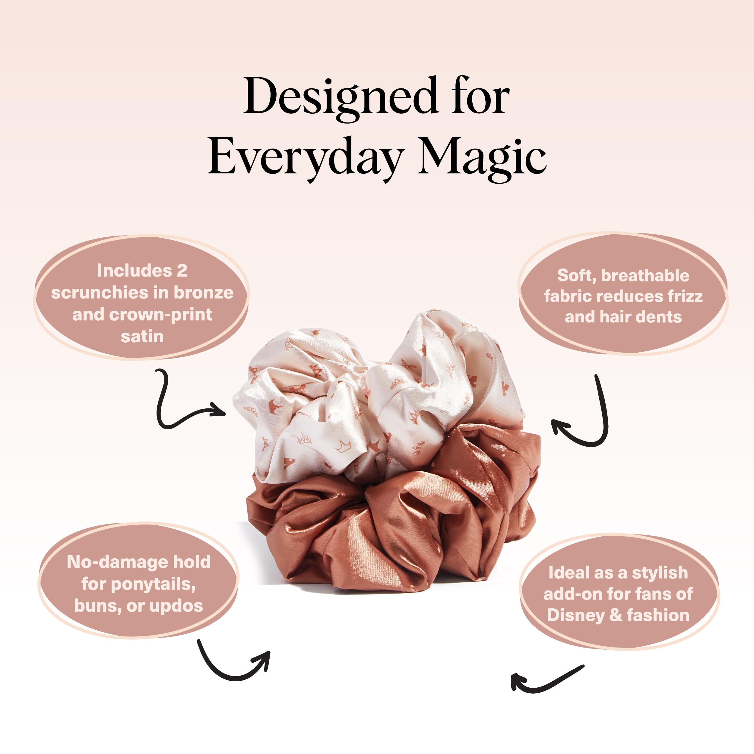 Kitsch Pillow Satin Scrunchies for Women - Hair Ties No Damage, No Crease Hair Accessories | Perfect for Day or Night | Ideal Gifts for Women - Blush, 4pcs