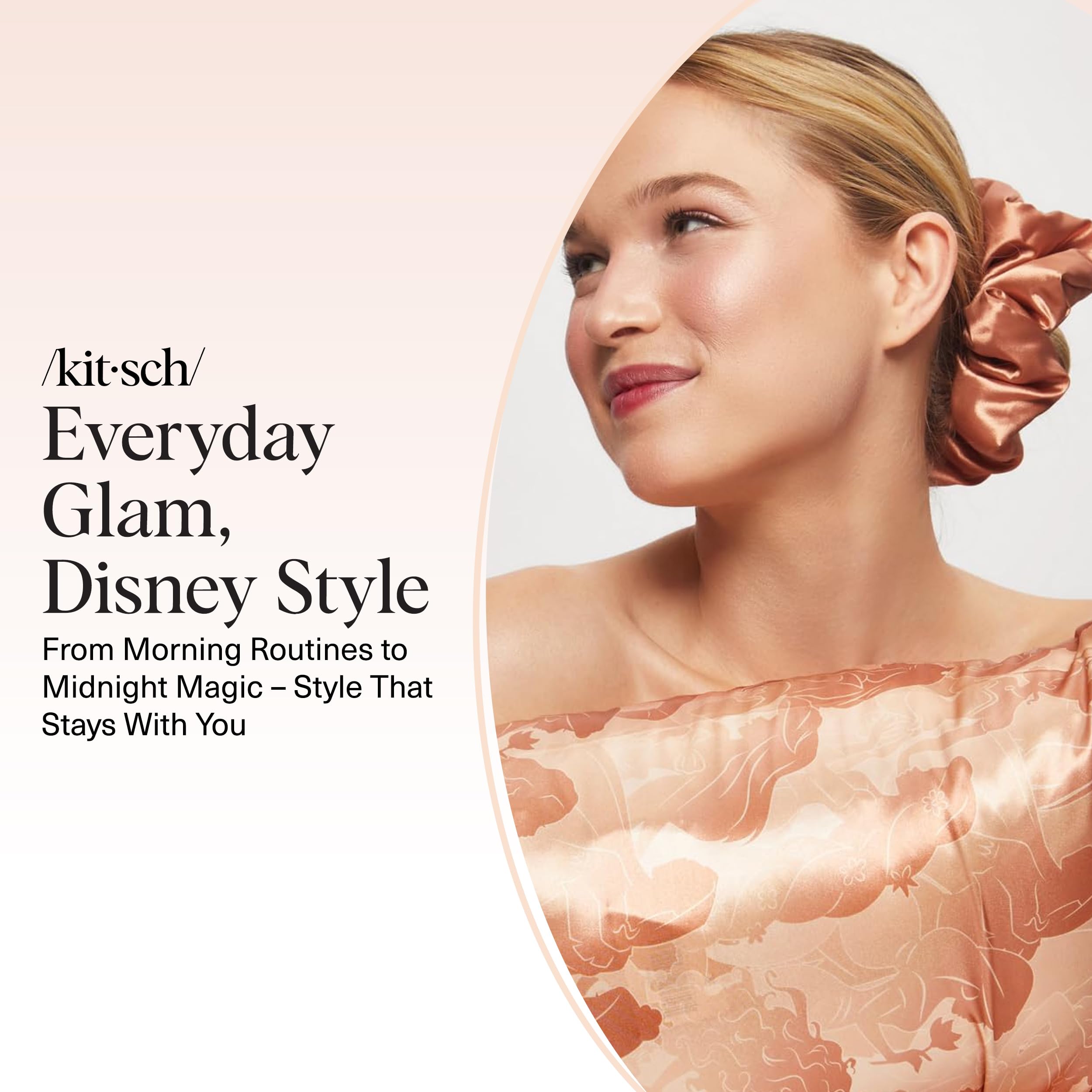 Kitsch Pillow Satin Scrunchies for Women - Hair Ties No Damage, No Crease Hair Accessories | Perfect for Day or Night | Ideal Gifts for Women - Blush, 4pcs