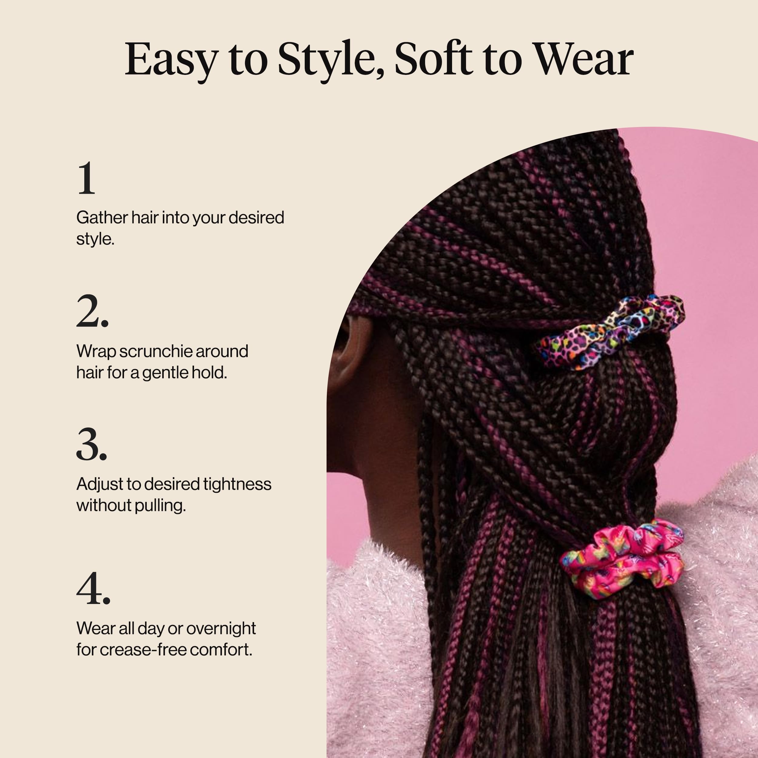 Kitsch Pillow Satin Scrunchies for Women - Hair Ties No Damage, No Crease Hair Accessories | Perfect for Day or Night | Ideal Gifts for Women - Blush, 4pcs