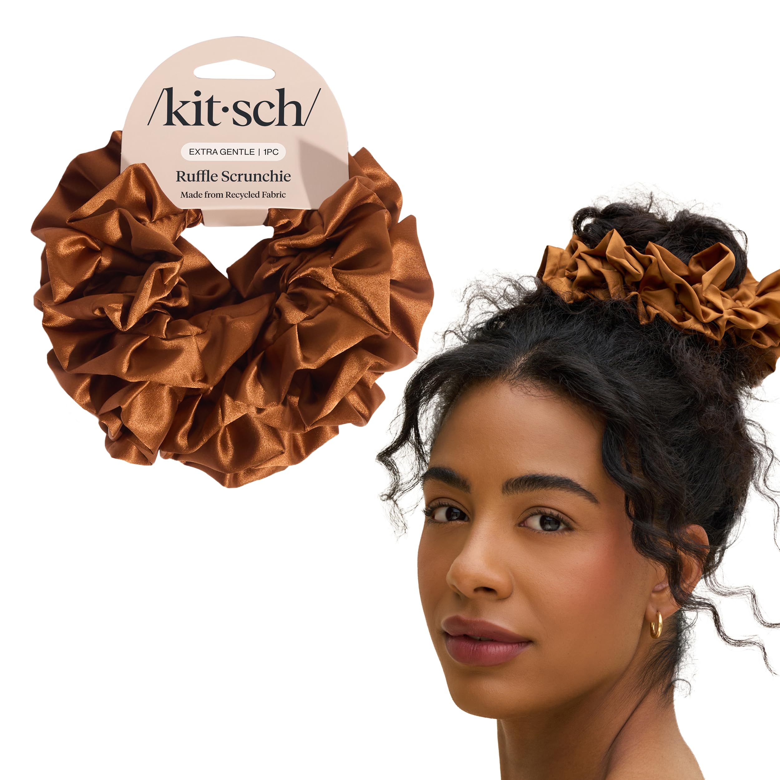 Kitsch Pillow Satin Scrunchies for Women - Hair Ties No Damage, No Crease Hair Accessories | Perfect for Day or Night | Ideal Gifts for Women - Blush, 4pcs