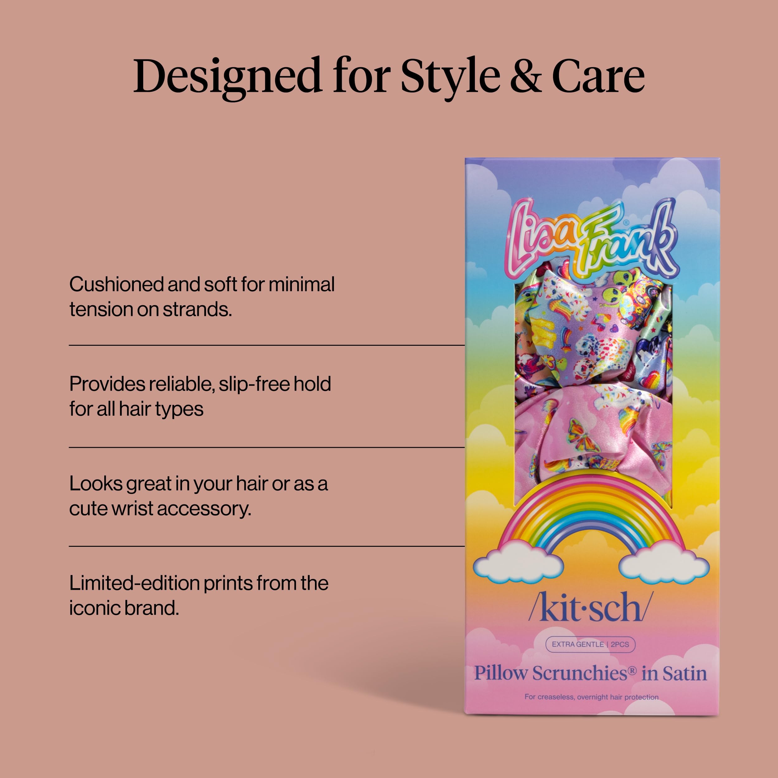 Kitsch Pillow Satin Scrunchies for Women - Hair Ties No Damage, No Crease Hair Accessories | Perfect for Day or Night | Ideal Gifts for Women - Blush, 4pcs
