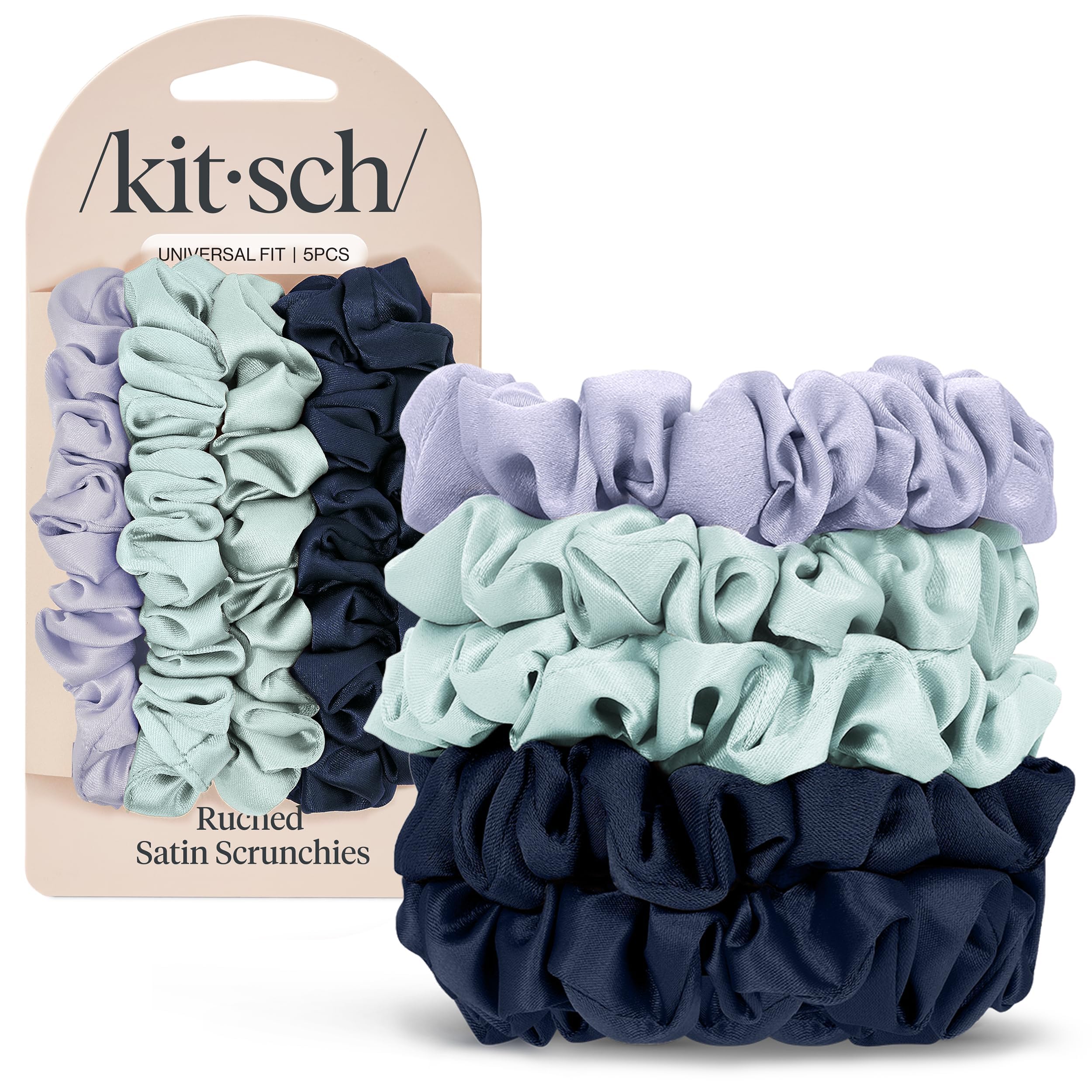 Kitsch Pillow Satin Scrunchies for Women - Hair Ties No Damage, No Crease Hair Accessories | Perfect for Day or Night | Ideal Gifts for Women - Blush, 4pcs