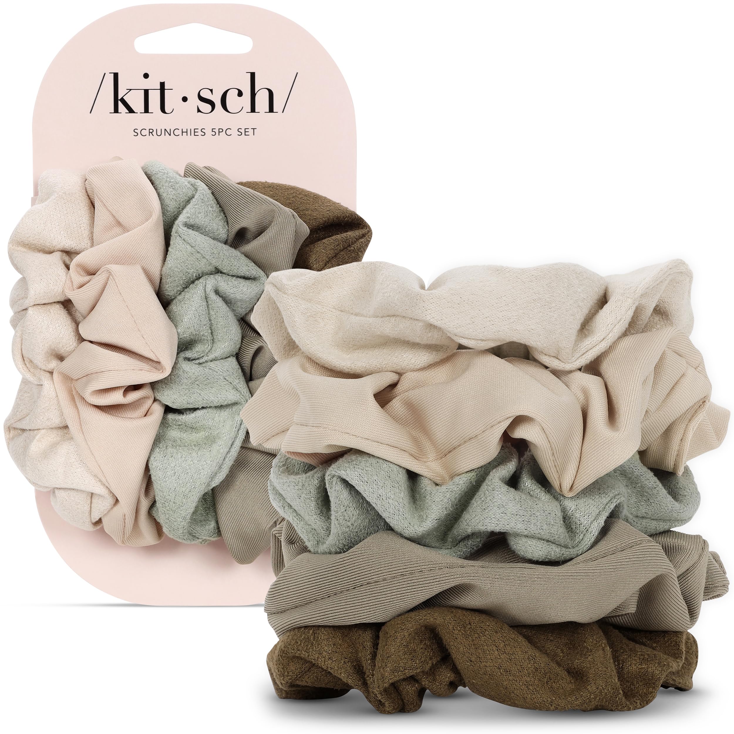 Kitsch Pillow Satin Scrunchies for Women - Hair Ties No Damage, No Crease Hair Accessories | Perfect for Day or Night | Ideal Gifts for Women - Blush, 4pcs